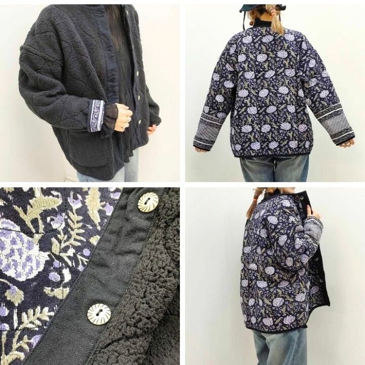 楽天市場】【ブロックプリント×ボアで旬顔！リバーシブルジャケット 