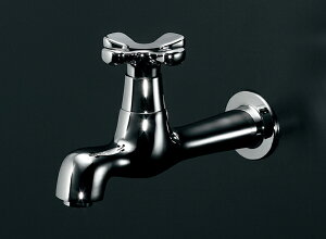 おしゃれなトイレの花びらハンドル蛇口 hana 横水栓(クロム)