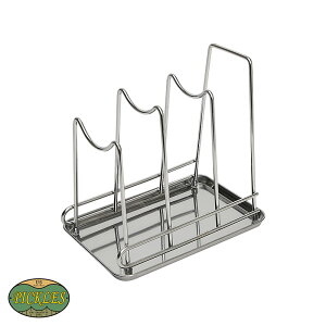 まな板スタンド ステンレス PICKLES 鍋蓋 スタンド キッチン ツール まな板立て シンク下 収納 フライパン 鍋ふた立て おしゃれ シンプル ラック 頑丈 水切り トレイ付き 清潔 ステンレスワイ