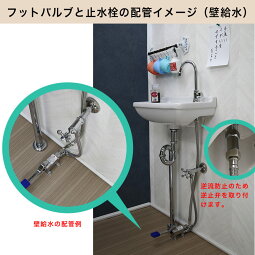 楽天市場 タッチレス 単水栓用 足踏み弁 フットバルブセット 壁給水用 非接触型水栓 衛生器具 蛇口 水栓 手洗い 個性派水回りショップ パパサラダ