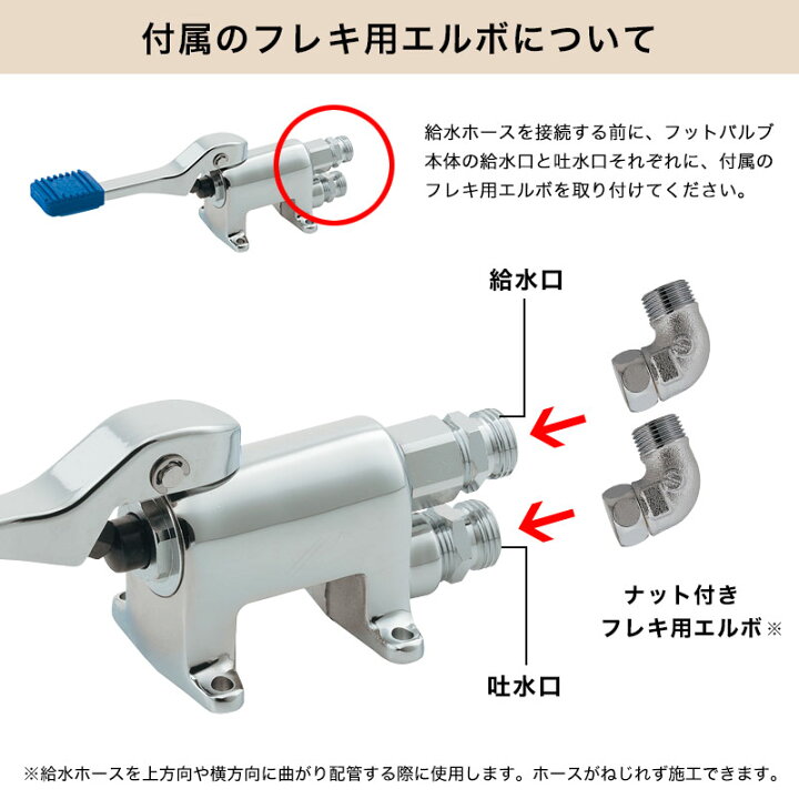 楽天市場】タッチレス 単水栓用 足踏み弁 フットバルブセット（壁給水 