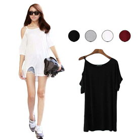 無地 春 ブラウス 半袖 レディース オフショルダー 肩だし トップス ゆったり オシャレ Tシャツ ブラウス 春 夏 秋