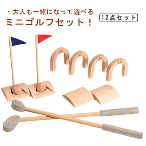 ゴルフセット 木のおもちゃ 12点セット 木製 パター パターゴルフ 子供 スポーツ玩具 スポーツおもちゃ 男の子 女の子 室内 スポーツ おうち時間 集まり 家族 親族 誕生日プレゼント クリス