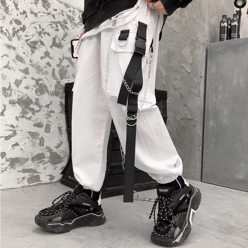 ズボン カーゴパンツ レディース 韓国ファッション ワイドパンツ チェーン付き カーゴパンツ ボトムス ヒップホップ ダンス衣装 ストリート系  カジュアル | APAAPA