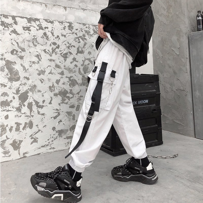 ズボン カーゴパンツ レディース 韓国ファッション ワイドパンツ チェーン付き カーゴパンツ ボトムス ヒップホップ ダンス衣装 ストリート系  カジュアル | APAAPA