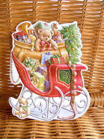 わずかのみ入荷！ USA Carol Wilson キャロルウィルソン ダイカットクリスマスカード Christmas Sleigh