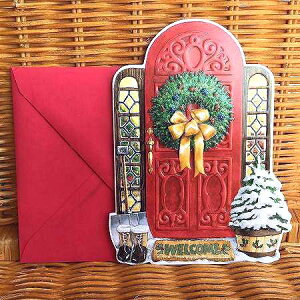 �킸���̂ݓ��ׁI USA Carol Wilson �L�������E�B���\�� �_�C�J�b�g�N���X�}�X�J�[�h Christmas Door