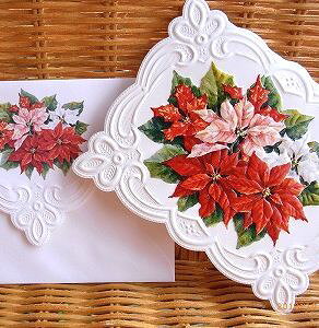 �킸���̂݁I USA Carol Wilson �L�������E�B���\�� �N���X�}�X�J�[�h 3�F�̃|�C���Z�`�A Poinsettia