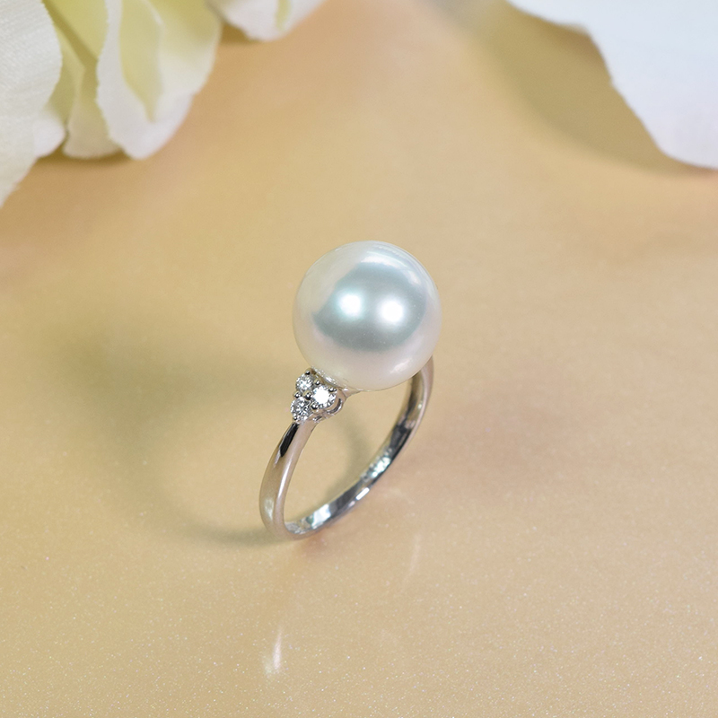 南洋真珠 白蝶真珠 ホワイトカラー 12mm ラウンド プラチナ pt900 ダイアモンド リング 指輪 パールリング〇リング白-R-12