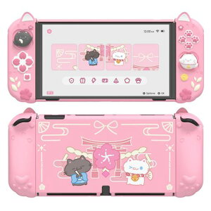 PlayVital Nintendo Switch OLED�Ή� �ی�P�[�X �ϏՌ� �h�b�N�Ή� �L�@el�Ή��n�[�h�J�o�[+�V���R���O���b�v�t�� �܂��ݎ��X�^���h�t�� �a���q�L�f�U�C���y�s���N�z