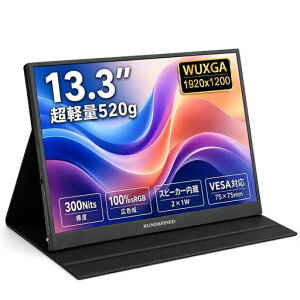XUNDEFINED ���o�C�����j�^�[ 13.3 �C���` WUXGA 1920x1200 �|�[�^�u���f�B�X�v���C ����� IPS�p�l�� �X�s�[�J�[���� 100%sRGB 1000:1�R���g���X�g ������ ���^ �y�� �ی�J�o�[�t�� VESA�Ή� USB