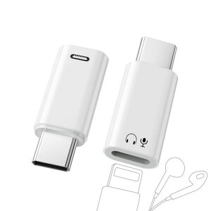 EKVUVKE ���C�g�j���O �^�C�vc �ϊ�(�V�R���r)|Lighting USB-C�C���z���ϊ��A�_�v�^1�Z�b�g(48kHz/16bit �ʘb/���y/���ʒ��ߑΉ�)+Lighting Type-C�[�d�ϊ��A�_�v�^1�Z�b�g(27W PD�}���[�d�E3A