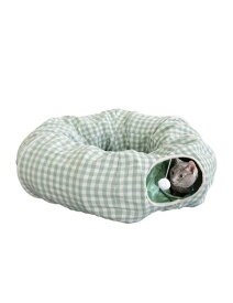 [セブンペット] 猫 トンネル 丸型 キャットトンネル 折りたたみ式 連結可能 ドーナツ型 爪に強い 毛が付きにくい 猫用おもちゃ 遊びながら運動 ストレス発散 CTH001-GRN_FREE