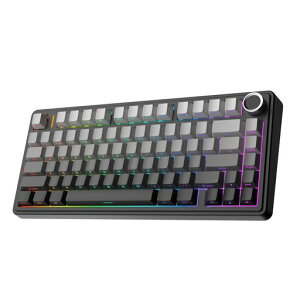 EPOMAKER X AULA F75 �Q�[�~���O�L�[�{�[�h �K�X�P�b�g ���J�j�J���L�[�{�[�h 5�w�p�b�h&�m�u�t�� 75% ���C�����X �z�b�g�X���b�p�u�� BLUETOOTH/2.4GHZ/USB-C RGB �Z�K�F�؎擾 (BLACK