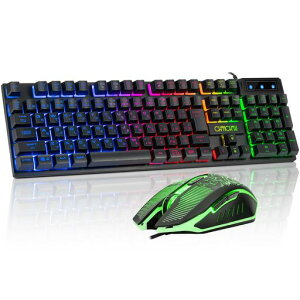 CHONCHOW �Q�[�~���O�L�[�{�[�h�}�E�X�Z�b�g usb�L�� 108�L�[ �o�b�N���C�g ���{��z�� 19�L�[�h�Փ� 4�i�KDPI �}�E�X