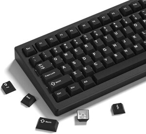 �L�[�L���b�v Womier �_�u���V���b�g PBT �L�[�L���b�v�Z�b�g�A�`�F���[�v���t�@�C���A124�L�[�A60/65/75/100% ���J�j�J���L�[�{�[�h�p�A���g���Q�[�~���O�X�^�C�� (�u���b�N)