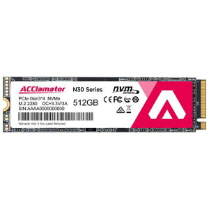 Acclamator N30 SSD 512GB NVMe M.2 2280 PCIe Gen 3.0x4 �Ǎ��ő�3200MB/�b ����SSD 3D NAND TLC�̗p SLC�L���b�V������ �m�[�g�p�\�R��/�f�X�N�g�b�v�ɑΉ� ���[�J�[3�N�ۏ�