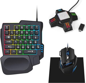 �Ў�L�[�{�[�h �}�E�X �R���o�[�^�[ �Z�b�g����΁[���[switch�p Switch/PS4/Xbox One�Ή� ���{��������t�� USB�L�� RGB�Q�[�~���O�L�[�{�[�h �Q�[�~���O�}�E�X �ڑ��A�_�v�^�[ FPS/TPS/RPG/RTS�Ȃǁc