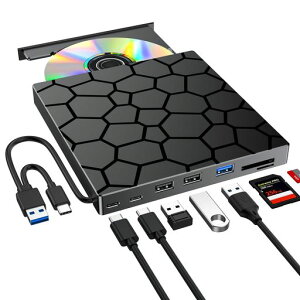 �O�t��DVD�h���C�u �w2026�N�ŐV�������f���E���@�\1��x USB3.0&Type-C�Ή� ���w��CD/DVD�h���C�u �O�t�� ���^�y�ʐ݌v �ǂݏ������Ή� Windows11/10/8/7/XP & Mac�Ή� M-DISC�Ή�