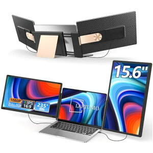 Laptomo �g���v�����j�^�[ 15.6�C���` �f���A�����o�C�����j�^�[ FHD 1080P IPS �m�[�g�p�\�R�����j�^�[ 2���/3��� �g���f�B�X�v���C �܂肽���ݎ� 180°��] HDMI/Type-C �v���O�A���h�v���C