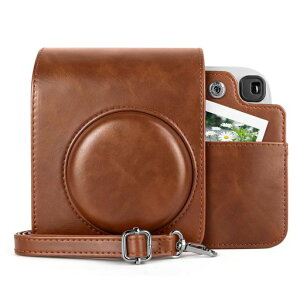 kinokoo �`�F�L Instax mini 13/ mini 12 �P�[�X�A���E�\�ȃg�b�v�J�o�[&�w�ʂɃt�H�g�|�P�b�g�t��(�u���E��)