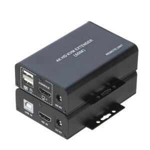60M HDMI KVM�G�N�X�e���_�[�ACat5e/Cat6�Ή� 4K30Hz HDMI USB KVM 60M�G�N�X�e���_�[ ���M�@(�f���A�����[�v�o�͋@�\�Ή�)USB�L�[�{�[�h�E�}�E�X�g��