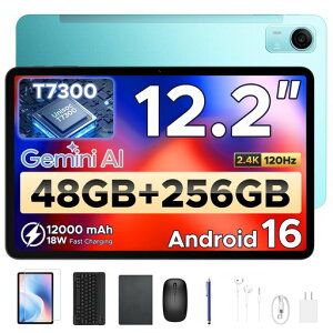 �y�^�u���b�g 12�C���` T7300 8�R�ACPU 2026�V�o��zP12 Pro 4G LTE SIM, Android16, 120Hz�EGemini AI, 48GB RAM+256GB ROM+�ő�2TB�g��, 2000x1200,