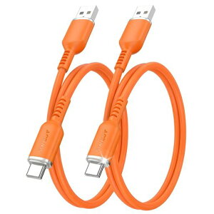 SUNGUY USB Type C �P�[�u�� 0.6M ���܂Ȃ��P�[�u�� �V���R���f�ލ̗p�y2�{�Z�b�g�z18W�����[�d USB-A to USB-C �Z�� 60cm USB2.0�f�[�^�]�� Android Auto/Carplay�Ή� ���ϋv��