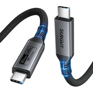 SUNGUY USB4 Gen4 �P�[�u�� USB C 80Gbps�����f�[�^�]�� 240W PD�}���[�d�Ή� Thunderbolt5/4/3 16K/8K@60Hz�f���o�� 100cm �Z�� type-c to type-c �P�[�u��