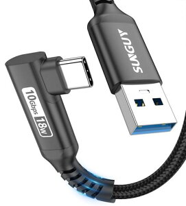 SUNGUY USB Type C �P�[�u�� 0.3M L�� USB3.1 Gen2 10Gbps�f�[�^�]�� USB-A to USB-C Android Auto�Ή� �^�C�vc �P�[�u�� 3A�}���[�d ���ϋv�i�C�����҂�