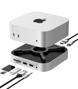 NOVOO Mac mini M4 / M4 Pro��p �h�b�L���O�X�e�[�V���� NVMe SSD �G���N���[�W���[ 8-in-1�y�ő�8TB�g���E10Gbps�����]���zUSB-C USB-A SD/TF�J�[�h���[�_�[ 3.5mm�I�[�f�B�I ���M�݌v