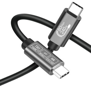 Angusplay USB-C Thunderbolt 5 �P�[�u�� 1.5m 240W�o�� PD3.1 �}���[�d16K@60Hz�Ή� �ő�80Gbps �����f�[�^�]�� iPhone 17 / 16 / 15 MacBook Air Pro iPad