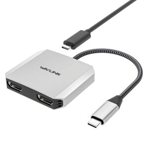 WAVLINK HDMI�A�_�v�^�[ USB C - �f���A�� 4K�~�j�h�b�L���O�X�e�[�V����/2x4K@30Hz /1x4K60Hz MacBook Pro 2019/iPad Pro 2020/Dell XPS 13/15/�Ȃǂȋ@��ƌ݊�