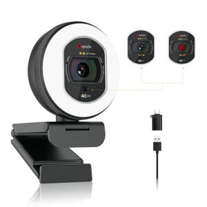 Angetube 4K Web�J���� �����O���C�g��̌^800����f�E�F�u�J�������L����p 1080P@60FPS �X�g���[�~���O PC�p