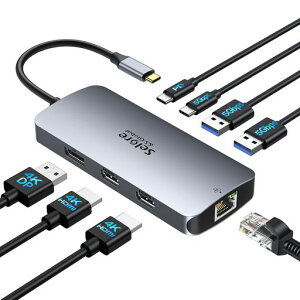 �y�}���`���j�^�[ 3��ʊg�� 2��HDMI+DP+LAN �zSelore 8in1�h�b�L���O�X�e�[�V���� hdmi 2�� 4K�Ή� 3��ʏo�� ���o�C���^�C�v 100W �}���[�d Displayport LAN 2 USB-A/USB-C 3.0�|�[�g