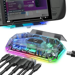 JSAUX RGB �h�b�L���O�X�e�[�V���� Steam Deck (OLED)/ROG Ally/Legion Go�Ή� 12-in-1 �X�`�[���f�b�L�h�b�N 4K@120Hz HDMI DisplayPort �M�K�r�b�g�C�[�T�l�b�g USB C 3.2