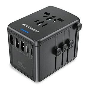 �ϊ��v���O Amoner �C�O�d���ϊ��A�_�v�^ �}���[�d 3 USB-A�|�[�g��2 USB-C�|�[�g�t����1*AC�R���Z���g 4��Z�b�gAC�A�_�v�^�[ US/UK/EUR/AUS�Ή� TYPE-C 2000W/8A 5.6A
