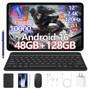 P12 Android16 12�C���` ���� �^�u���b�g Gemini AI�@�\ 8�R�A CPU 48GB RAM+128GB ROM+2TB�g���� 2.4K �𑜓x 120Hz�����t���b�V�����[�g 10000mAh��e�ʃo�b�e���[ Widevine