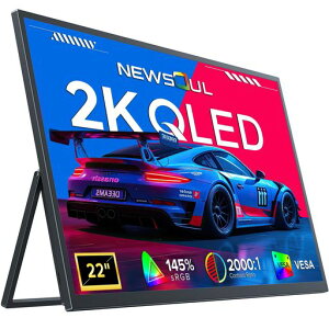 22�C���` 2K QLED ���o�C�����j�^�[ 145%sRGB ���o�C���f�B�X�v���CNewsoul �����^�у��j�^�[ VESA�Ή� �|�[�^�u�����j�^ ����� �Q�[�~���O���j�^ ��^ �T�u���j�^ �����^ IPS�t���p�l�� USB Type-C/Mini