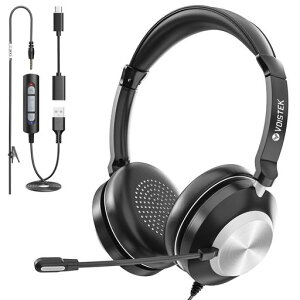Voistek �A�b�v�O���[�h�w�b�h�Z�b�g 3-in-1 USB/Type - C/3.5mm �����Ή�:�V�^�m�C�Y�L�����Z�����O�}�C�N�t���L���R���g���[�� PC �p�w�b�h�z�� Web ��c�AZoom/Skype