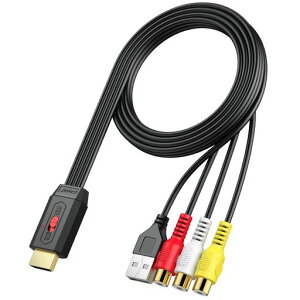 Neoteck RCA to HDMI �ϊ��R���o�[�^�[ AV to HDMI �ϊ��� 720P/1080P�Ή� 16:9/4:3 �ؑւł� 60cm RCA�P�[�u������ 3�F�[�q hdmi �ϊ��A�_�v�^ Wii/PS1/PS2/N64�ȂǂɑΉ�