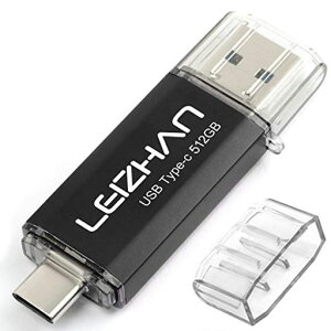LEIZHAN TYPE-C USB�������[�E�t���b�V���h���C�u 512G USB 3.0�Ή� �����]��OTG�A�X�}�z�EPC�p�A�e�ʕs�������A�}�C�N���y���h���C�u�A��e��U�X�e�B�b�N�B(512GB, �u���b�N)