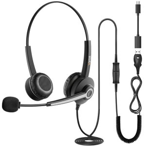 Wantek �w�b�h�Z�b�g USB Type-C ���� �w�b�h�z�� �L�� �m�C�Y�L�����Z�����O�}�C�N�t�� Web��c�AZoom/Skype�A�r�W�l�X�A�I�t�B�X�A�ݑ�Ζ��A�Ɩ��p�A�����[�g���[�N�A�I�����C�����ƁE�w�K�Ɂc