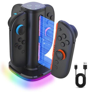 �y2025�v�V���f���zSwitch 2 �W���C�R���p �[�d�� Gameasy 4 in 1 �}�� �[�d�X�^���h �j���e���h�[�X�C�b�`2 Joy-Con�Ή� �R���g���[���[�h�b�N 9��RGB���C�g���� Type-C�P�[�u���t�� ���{�����t��