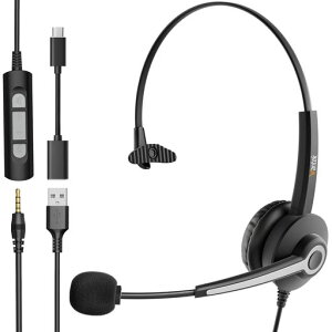 Wantek�w�b�h�Z�b�gUSB 3.5mm TypeC 3Ways �Ў� �m�C�Y�L�����Z�����O�}�C�N�t���ƃI�����C������L�� �v���r�W�l�X PC�p�w�b�h�z�� ���Ēʘb ���y�ʒ����K|Skype/Web