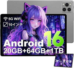 �yAndroid 16 �^�u���b�g 10�C���`�zW50 �A���h���C�h �^�u���b�g Wi-Fi���f���A 20GB+64GB+1TB�g���A��p�P�[�X�t���A���^�y�ʁAGMS�F�� Gemini AI���ځA6000mAh Type-C�[�d�A1280*800