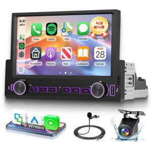 Hodozzy 4G+64GB �J�[���W�I Android GPS�i�r�Q�[�V���� ���C�����XCarPlay Android Auto�Ή� 7�C���`�^�b�`�X�N���[�� 1DIN�J�[���W�I Bluetooth�AWiFi�AFM RDS DSP ����Đ��Ή�