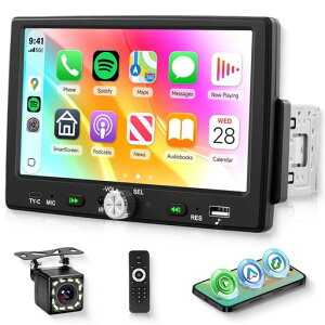 Hodozzy 1DIN�J�[�I�[�f�B�I CarPlay/Android Auto�Ή� 7�C���`HD�^�b�`�X�N���[���J�[���W�I Bluetooth���� �V���O��DIN �~���[�����N FM���W�I �o�b�N�J�����t�� EQ���� �J�[�I�[�f�B�I���V�[�o�[