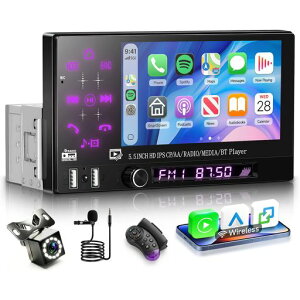 Hodozzy 1DIN �f�B�X�v���C�I�[�f�B�I:���� CarPlay/AndroidAuto�A�~���[�����N�ABluetooth�A�C�R���C�U�[�ݒ�A�f���A�� USB�A�J���t���o�b�N���C�g�AFM ���W�I���ځA�o�b�N�J�����E�}�C�N�t���AIPS