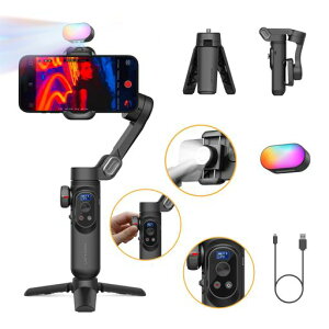 AOCHUAN 3���W���o���ARGB���C�t�B�����C�g�t���X�}�[�g�t�H���p�W���o���X�^�r���C�U�[ iPhone/Android�p�܂肽���ݎ�iPhone�W���o���A�t�F�C�X�g���b�L���OVlog�^��@�\�t��-Smart X Pro Kit